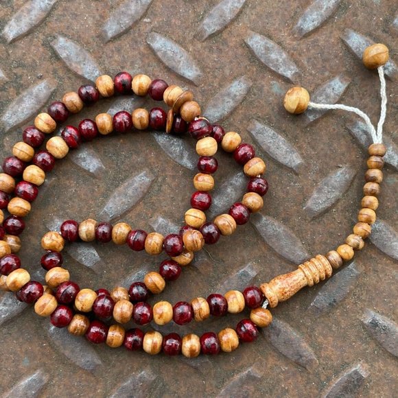 Wood Prayer Beads Tasbeeh Muslim Religious Bead Tan/Brown Handmade - Picture 1 of 10